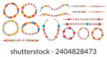 Friendship bracelets, set of colorful friendship bracelets, handmade, isolated on white background