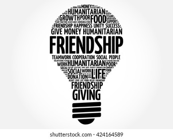 Friendship bulb word cloud collage concept