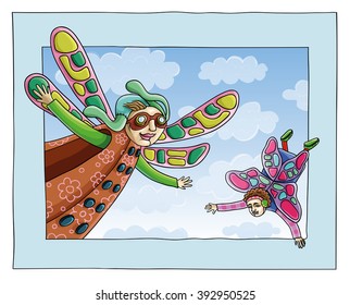 Friendship. Cartoon characters. Vector illustration.