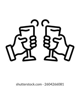 Friendship celebration cheers icon in linear style 