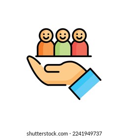 Friendship color line icon. Hand holding people. Mental health