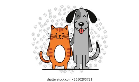 Friendship and Companionship An Adorable Cat and Dog Together Share a Special Bond