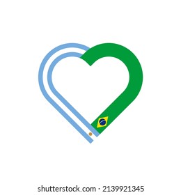 friendship concept. heart ribbon icon of argentina and brazil flags. vector illustration isolated on white background