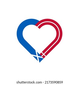 friendship concept. heart ribbon icon of scottish and danish flags. vector illustration isolated on white background