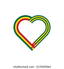 friendship concept. heart ribbon icon of ghana and togo flags. vector illustration isolated on white background