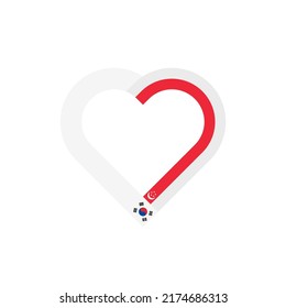 friendship concept. heart ribbon icon of korea republic and singapore flags. vector illustration isolated on white background