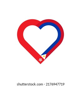 friendship concept. heart ribbon icon of hong kong and philippines flags. vector illustration isolated on white background