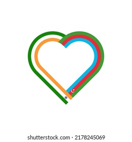 friendship concept. heart ribbon icon of indian and azerbaijan flags. vector illustration isolated on white background