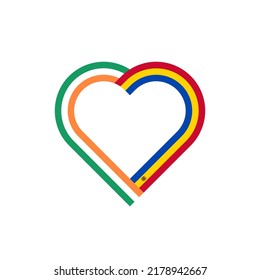 friendship concept. heart ribbon icon of ireland and moldova flags. vector illustration isolated on white background