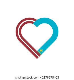 friendship concept. heart ribbon icon of latvia and kazakhstan flags. vector illustration isolated on white background