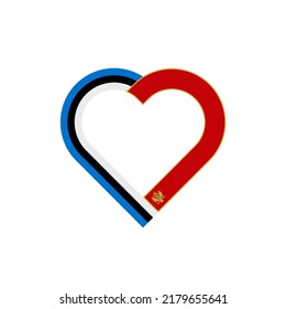 friendship concept. heart ribbon icon of estonia and montenegro flags. vector illustration isolated on white background