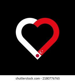 friendship concept. heart ribbon icon of japanese and turkish flags. vector illustration isolated on black background