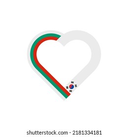 friendship concept. heart ribbon icon of bulgaria and korea republic flags. vector illustration isolated on white background