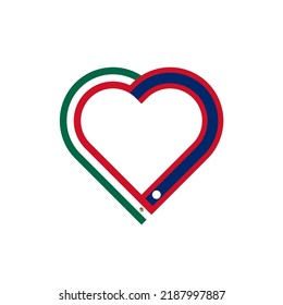 friendship concept. heart ribbon icon of mexico and laos flags. vector illustration isolated on white background