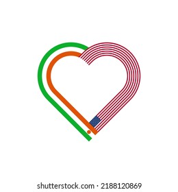 friendship concept. heart ribbon icon of niger and united states flags. vector illustration isolated on white background
