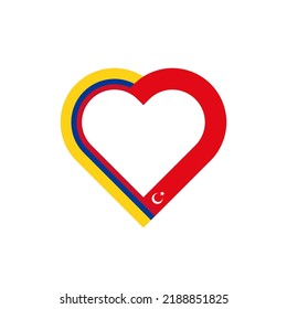 friendship concept. heart ribbon icon of colombia and turkey flags. vector illustration isolated on white background