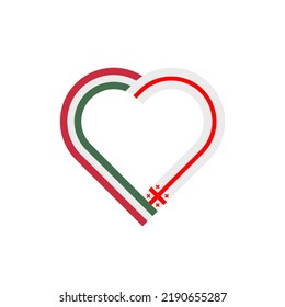 friendship concept. heart ribbon icon of hungary and georgia flags. vector illustration isolated on white background