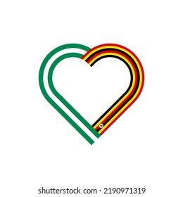 friendship concept. heart ribbon icon of nigeria and uganda flags. vector illustration isolated on white background