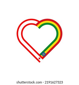 friendship concept. heart ribbon icon of canada and ethiopia flags. vector illustration isolated on white background