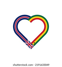 friendship concept. heart ribbon icon of united kingdom and ghana flags. vector illustration isolated on white background