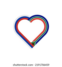 friendship concept. heart ribbon icon of russia and south africa flags. vector illustration isolated on white background