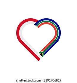 friendship concept. heart ribbon icon of indonesia and south africa flags. vector illustration isolated on white background