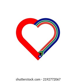 friendship concept. heart ribbon icon of taiwan and south africa flags. vector illustration isolated on white background