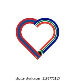 friendship concept. heart ribbon icon of mongolia and south africa flags. vector illustration isolated on white background
