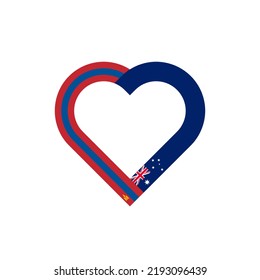 friendship concept. heart ribbon icon of mongolia and australia flags. vector illustration isolated on white background