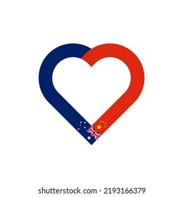 friendship concept. heart ribbon icon of aussie and sri chinese flags. vector illustration isolated on white background
