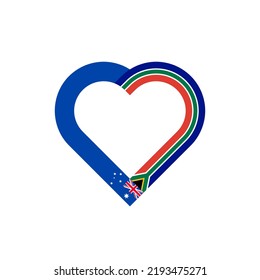 friendship concept. heart ribbon icon of aussie and south african flags. vector illustration isolated on white background