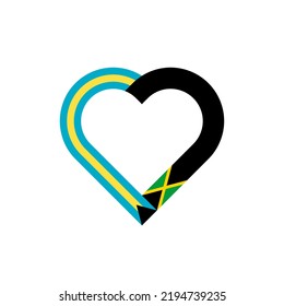 friendship concept. heart ribbon icon of bahamas and jaimaica flags. vector illustration isolated on white background