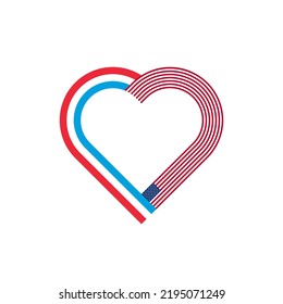 friendship concept. heart ribbon icon of luxembourg and united states flags. vector illustration isolated on white background