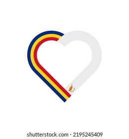 friendship concept. heart ribbon icon of romania and cyprus flags. vector illustration isolated on white background