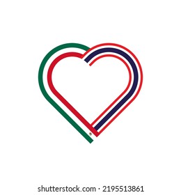 friendship concept. heart ribbon icon of mexico and thailand flags. vector illustration isolated on white background