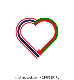 friendship concept. heart ribbon icon of thailand and oman flags. vector illustration isolated on white background