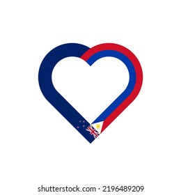 friendship concept. heart ribbon icon of new zealand and philippines flags. vector illustration isolated on white background