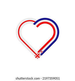 friendship concept. heart ribbon icon of georgia and croatia flags. vector illustration isolated on white background