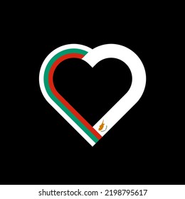 friendship concept. heart ribbon icon of bulgaria and cypriot flags. vector illustration isolated on black background