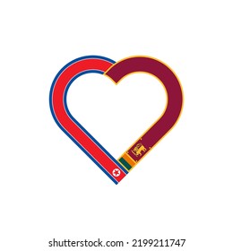 friendship concept. heart ribbon icon of north korea and sri lanka flags. vector illustration isolated on white background
