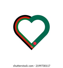 friendship concept. heart ribbon icon of afghanistan and bangladesh flags. vector illustration isolated on white background