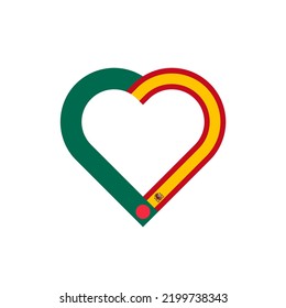 friendship concept. heart ribbon icon of bangladesh and spain flags. vector illustration isolated on white background