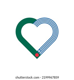 friendship concept. heart ribbon icon of bangladesh and greece flags. vector illustration isolated on white background