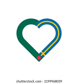 friendship concept. heart ribbon icon of bangladesh and sweden flags. vector illustration isolated on white background