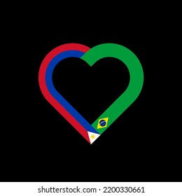 friendship concept. heart ribbon icon of filipino and brazilian flags. vector illustration isolated on black background