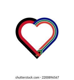 friendship concept. heart ribbon icon of angola and south africa flags. vector illustration isolated on white background