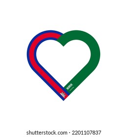 friendship concept. heart ribbon icon of cambodia and saudi arabia flags. vector illustration isolated on white background