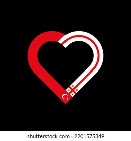 friendship concept. heart ribbon icon of georgian and turkish flags. vector illustration isolated on black background