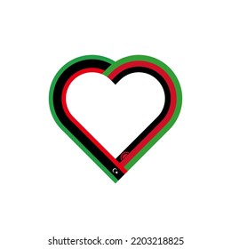 friendship concept. heart ribbon icon of libya and malawi flags. vector illustration isolated on white background