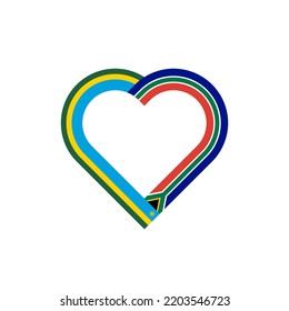 friendship concept. heart ribbon icon of rwanda and south africa flags. vector illustration isolated on white background
